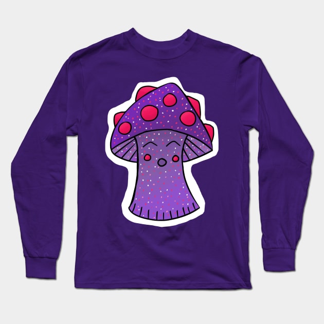 Cute Happy Sleepy Mushroom Long Sleeve T-Shirt by JonGrin